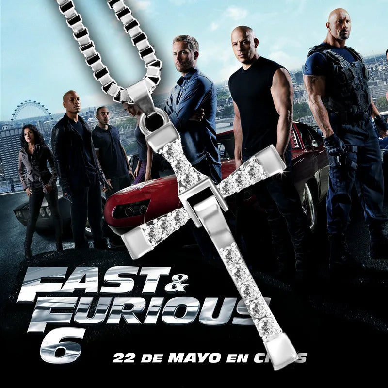 Dominic Toretto Fast & Furious Cross Necklace – Vin Diesel Inspired Crystal Jesus Pendant for Men, Celebrity Jewelry Gift